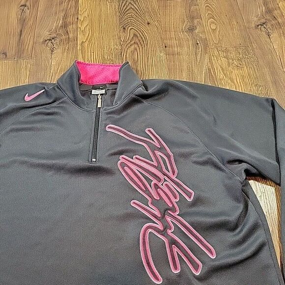 Nike Flight Sweatshirt Mens 2XL Gray Pink Dri Fit Quarter Zip Knit Pullover - Picture 4 of 8